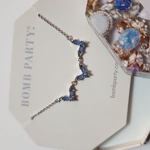 Bomb Party Necklace lab grown Grey Mist Opal Rhodium Plated